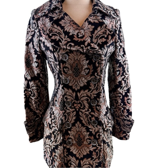 hazel Jackets & Blazers - Hazel Black and Gold Brocade Jacket